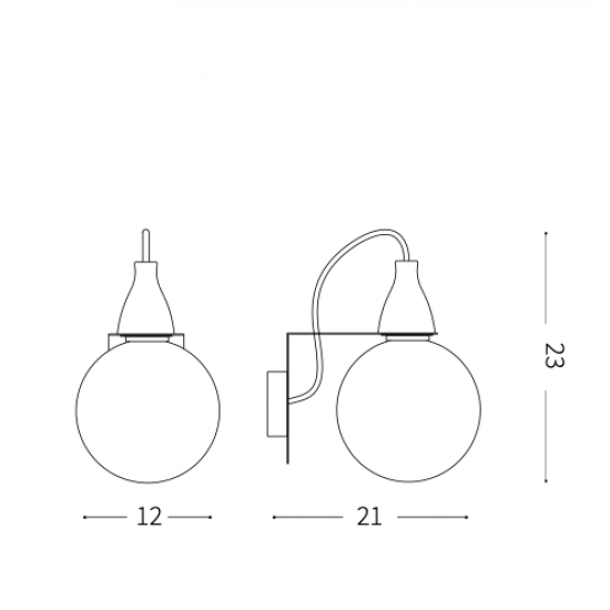 Ideal Lux Minimal 045214  AP1 Nero Φωτιστικό Τοίχου Απλίκα Μοντέρνο Μαύρο 