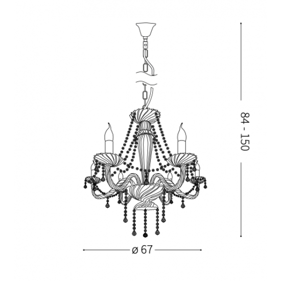 Ideal Lux Amadeus 168753 SP6 Φωτιστικό Κρεμαστό Πολυέλαιος Κλασσικό Με Κρυστάλλους Διάφανο