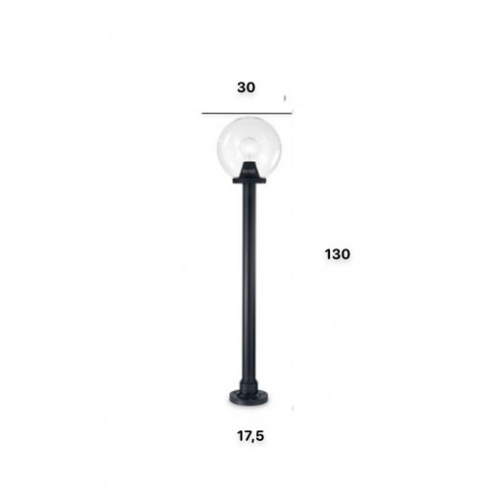 Ideal Lux Classic Globe 187532 PT1 Big Trasparente Φωτιστικό Εξωτερικού Χώρου Εδάφους Μαύρο 