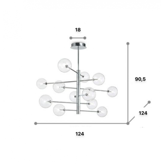 Ideal Lux Equinoxe 200118 SP12 Cromo Φωτιστικό Κρεμαστό Κλασσικό Πολύφωτο Χρώμιο