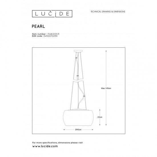 Lucide PEARL 70463/05/11 Κρεμαστό Φωτιστικό  Ø 40 cm - 5xG9  Χρώμιο