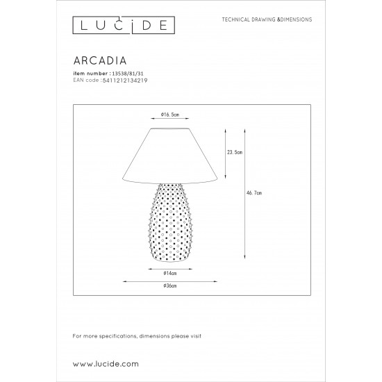 Lucide ARCADIA 13538/81/31 Επιτραπέζια λάμπα 2x E27 / 25W Λευκό