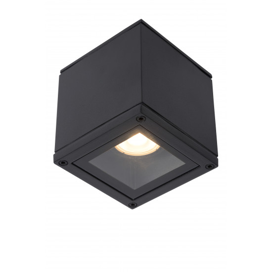 Lucide AVEN 22963/01/30 Προβολέας Οροφής Square  Gu10 / 50W ΙΡ-65 Μαύρος 