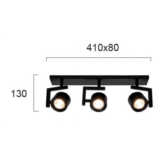 Viokef MAGMA 4095101 Τρίφωτο Σποτ Μαύρο