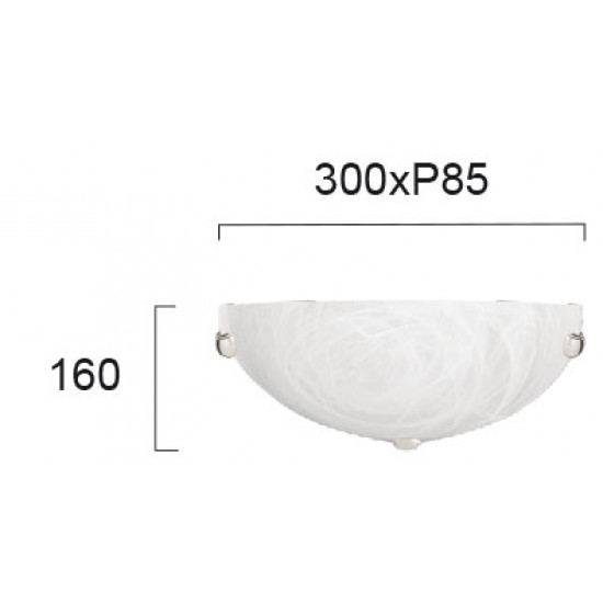 Viokef ELECTRA 3924000 Απλίκα με γυαλί αλάβαστρο λευκό. Δέσιμο νίκελ ματ.