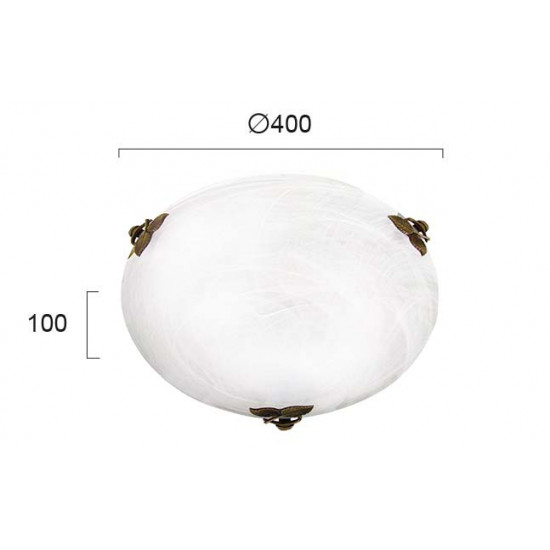Viokef FLORA 3959000 Πλαφονιέρα με γυαλί αλάβαστρο λευκό. Δέσιμο Οξυντέ.