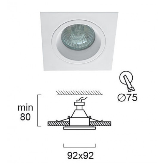 Viokef RICHARD 4106101 Χωνευτό Σποτ Λευκό Square 92X92