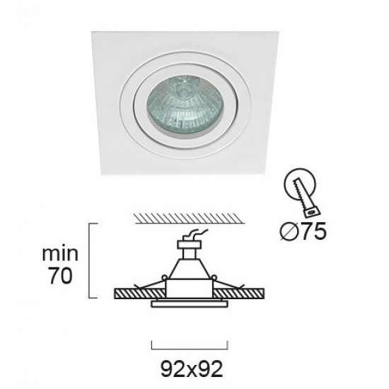 Viokef RICHARD 4106201 Χωνευτό Σποτ Λευκό Square Adj 92X92