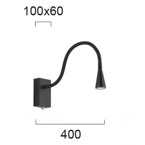 Viokef KOKO 4157500 Απλίκα μεταλλική LED μαύρη με διακόπτη.