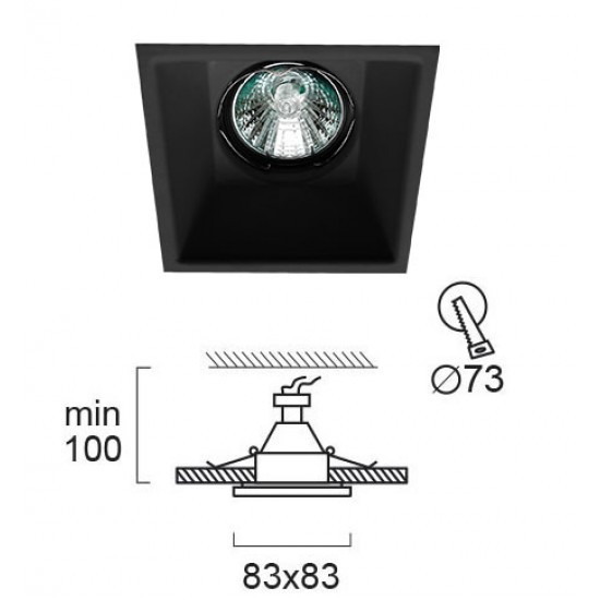 Viokef ROB 4183001 Χωνευτό Σποτ Μαύρο Sq 