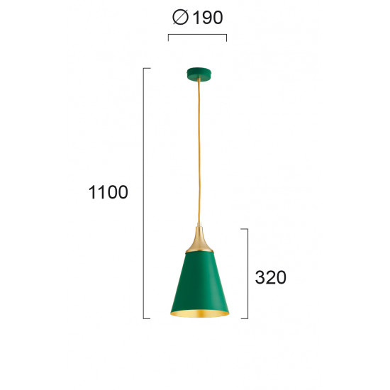 Viokef MENTA 4241500 Κρεμαστό Μεταλλικό Φωτιστικό σε πράσινο με χρυσό.