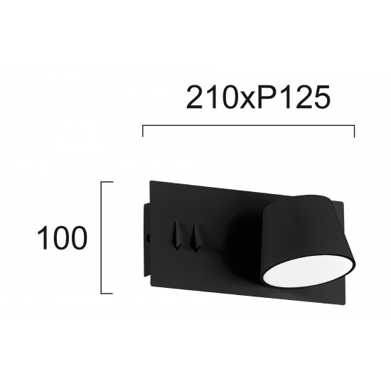 Viokef SAM 4243400 Απλίκα μεταλλική LED μαύρη με δύο διακόπτες.