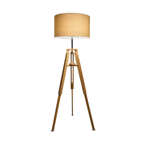 Ideal Lux Klimt 137827 PT1 Φωτιστικό Δαπέδου Μοντέρνο Λευκό Σε Τρίποδο Καβαλέτου Από Φυσικό Ξύλο