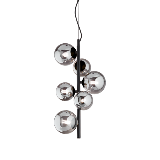 Ideal Lux Perlage sp6 271422 Εξάφωτο Φωτιστικό Οροφής Φιμέ/Μαύρο